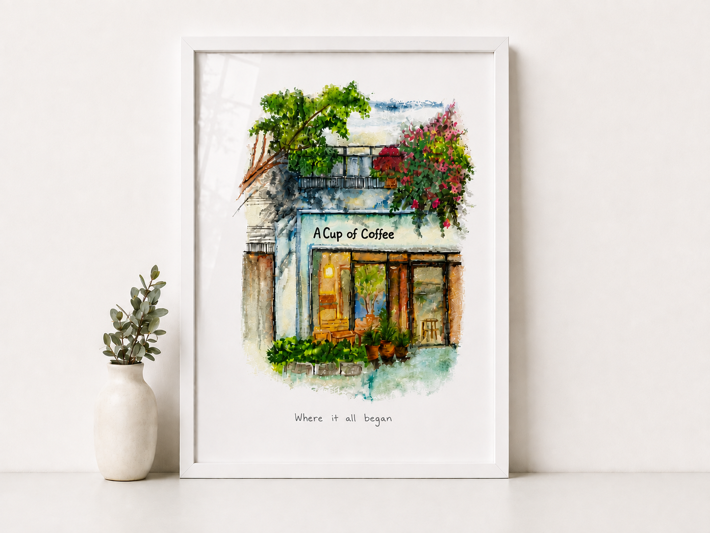 Your First Date in Watercolor – Custom first date venue potrait