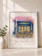 Your First Date in Watercolor – Custom first date venue potrait