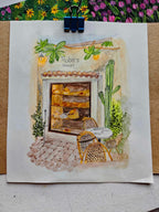 Your First Date in Watercolor – Custom first date venue potrait