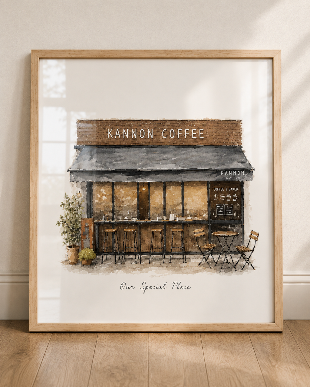 Your First Date in Watercolor – Custom first date venue potrait