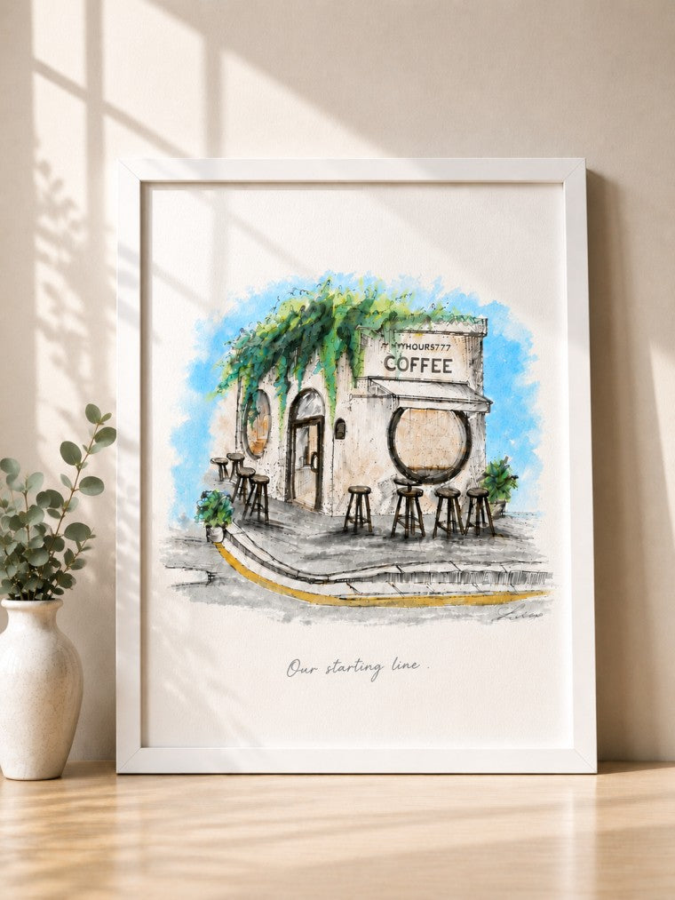 Your First Date in Watercolor – Custom first date venue potrait