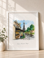 Your First Date in Watercolor – Custom first date venue potrait