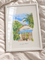 Your First Date in Watercolor – Custom first date venue potrait